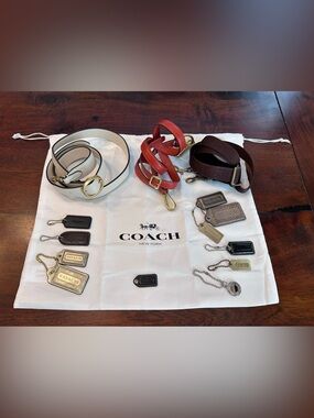 Coach Replacement Straps & Hang Tags Leather Webbing Hardware Mixed Lot 15 Piece